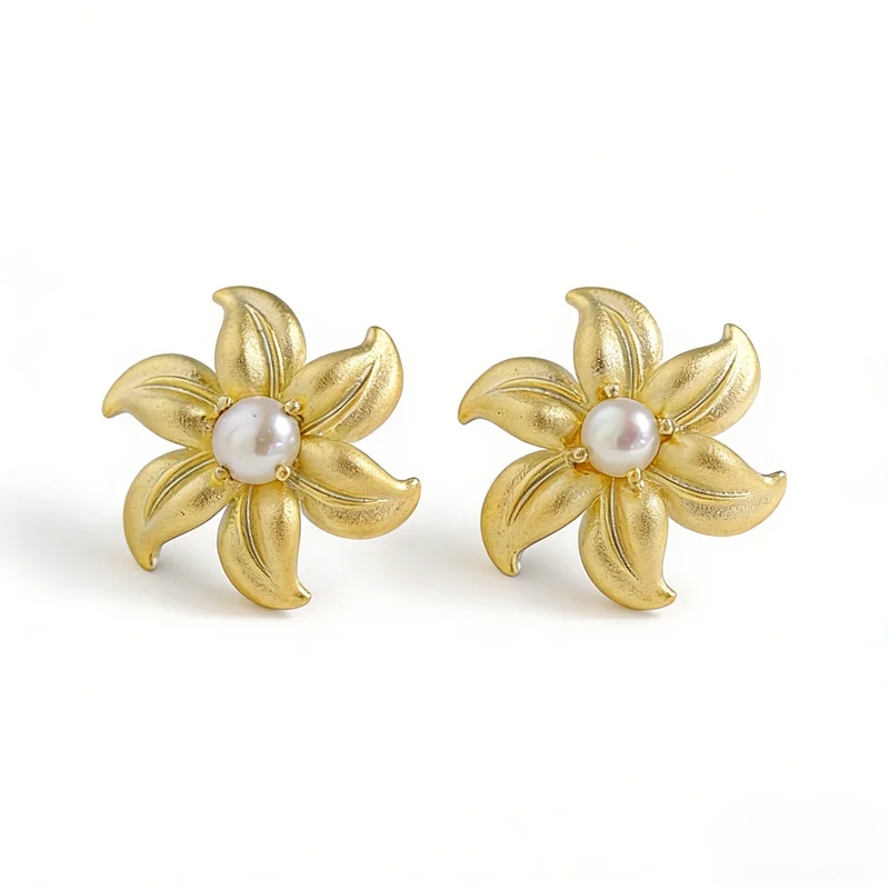 

Элегантные серьги из стерлингового серебра 925 пробы с шестью лепестками в форме цветов, инкрустированные натуральным пресноводным жемчугом, с позолотой 18K, ювелирное украшение в подарок.