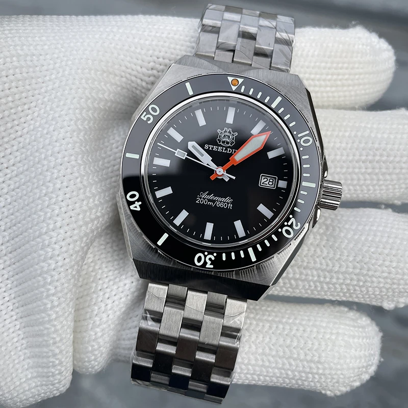 STEELDIVE Men Diver Watch 42mm Automatic Mechanical Wristwatch 20Bar Waterproof BGW9 Luminous Sapphire Mirror NH35 Ceramic Bezel
