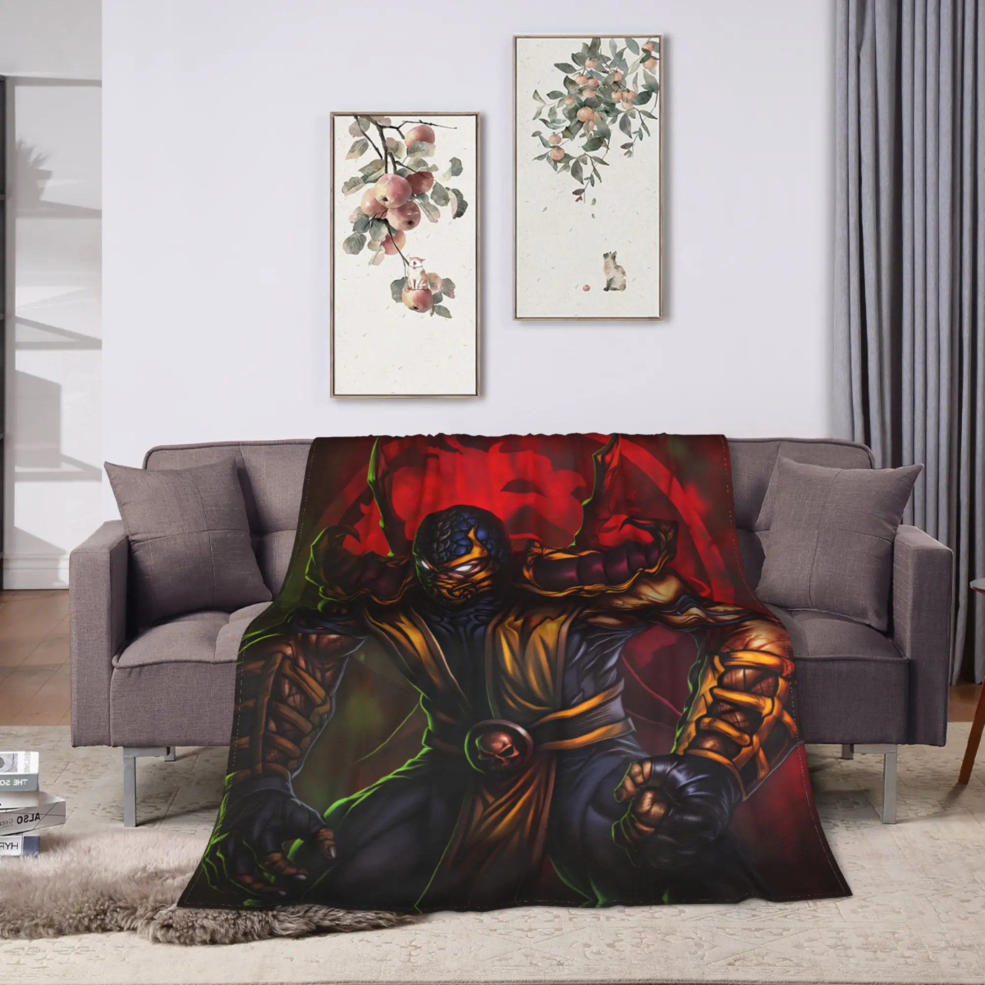 Mortal Kombat II Flannel Blanket Vintage Game Warm Bedding Throws for Living Room Camping Print Bedspread Sofa Bed Cover