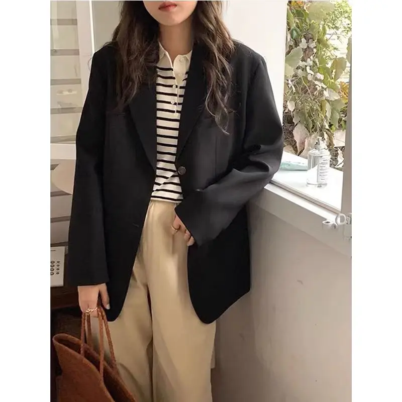 Women's Casual Style Suit Jacket 2026 Spring Autumn Versatile High Quality Fashionable Long Sleeve Pure Color Double Button