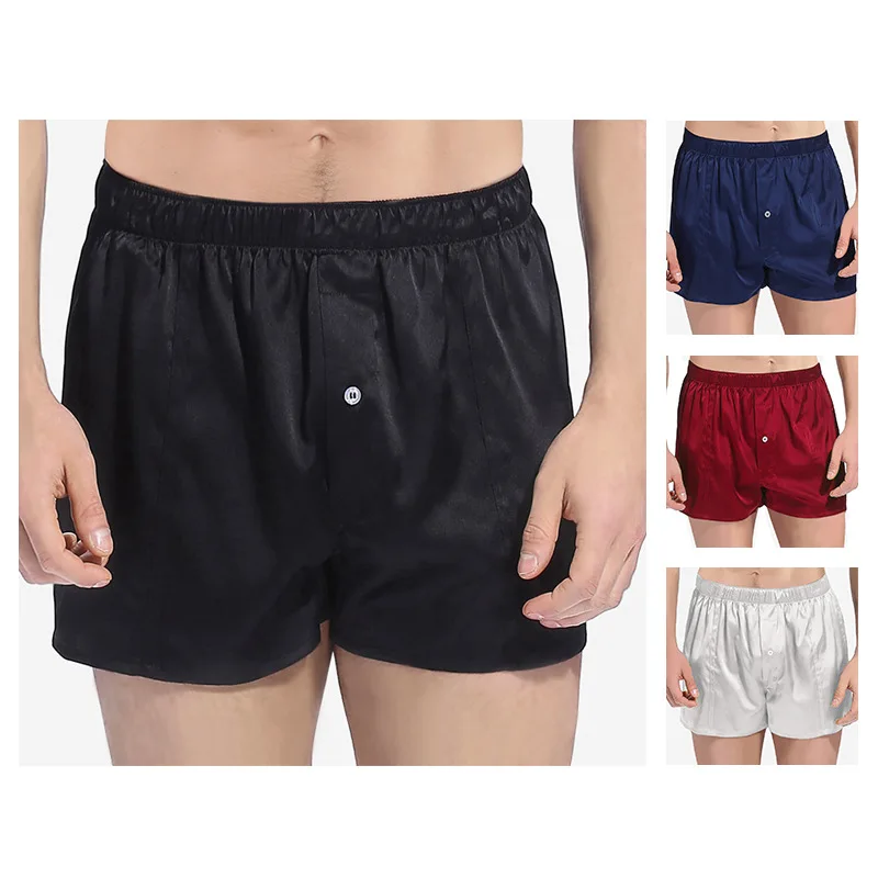 Men's 100% Real Mulberry Silk Boxer Shorts Panties Skin Soft Super Comfortable Elastic Band Bottom Shorts Seamless