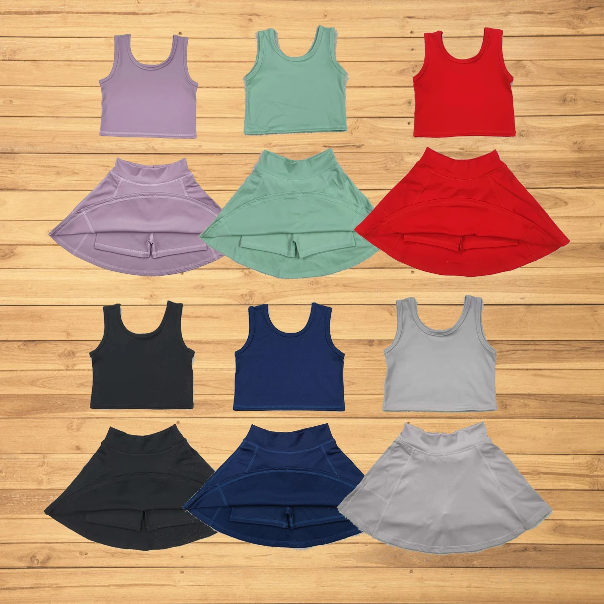 

Wholesale hot sale western boutique children Baby Girls 6 Colors Vest Top Sports Skorts Clothes Sets