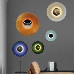 Round Unusual Sconces Led Wall Light Modern Interior Living Room Background Bedroom Bedside Color UFO Wall Lamp Home Decoration