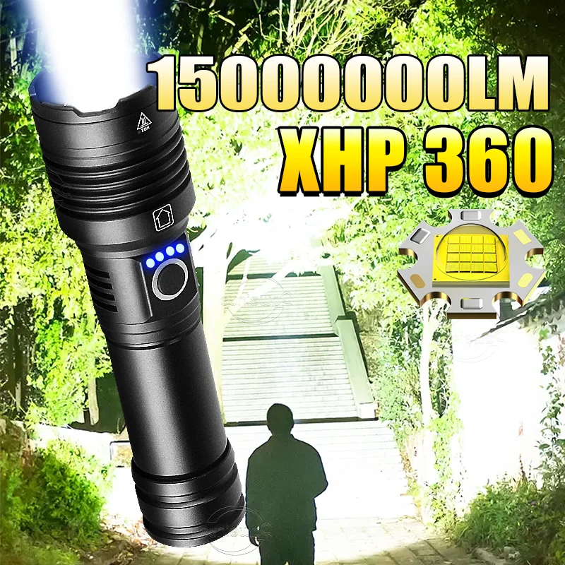 

Самый мощный XHP360 светодиодный фонарь высокой мощности USB аккумуляторный факел супер яркий зум дальнего расстояния Lantren кемпинг охотничье освещение
