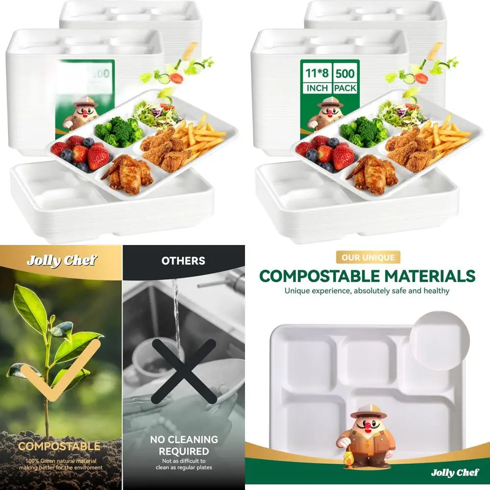 

Прочные биоразлагаемые бумажные тарелки из 5 компонентов, 11 дюймов, 500 штук, подходят для экологичных мероприятий, вечеринок и сервировки еды