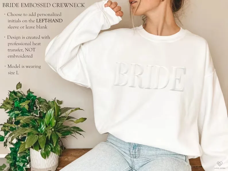 Bride Sweatshirt Initial Heart Sleeve Personalized Gift For Bride Future Mrs Sweatshirt Unique Bridal Shower Wedding Bridal Gift