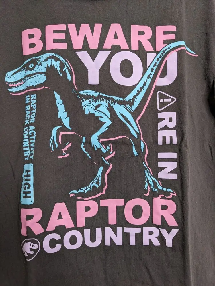 Jurassic World Shirt Mens Medium Grey Gray Movie Promo Merch Dinosaur Raptor