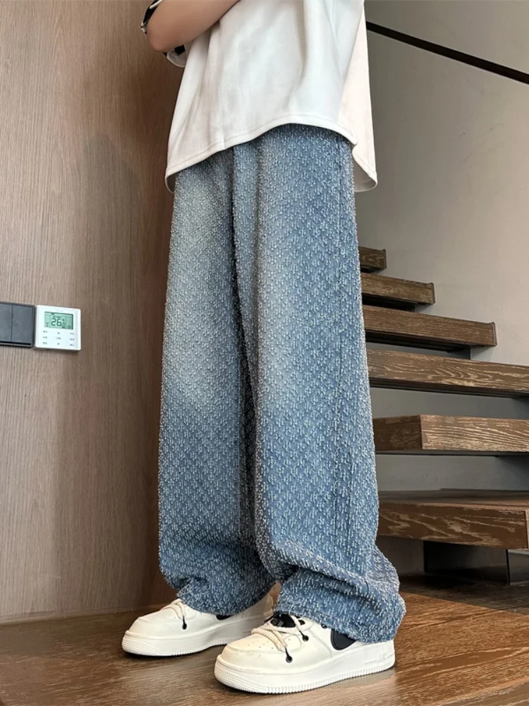 

Мужские джинсы в стиле ретро, американские, свободные, широкие, длинные брюки, повседневные, тонкие, из денима, для осеннего сезона, для подростков