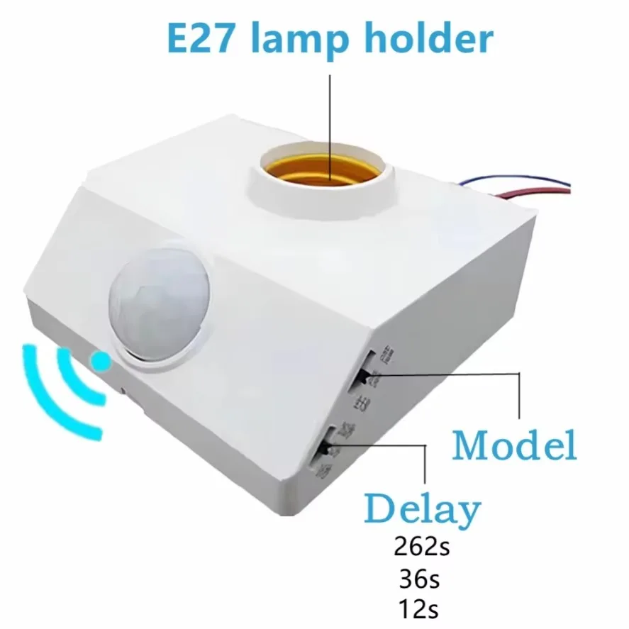 

E27 LED 220 В 110 В PIR датчик движения белый переключатель 120 ° Держатель лампы датчика человеческого тела 2-6 м для домашнего освещения, коридора, лестницы