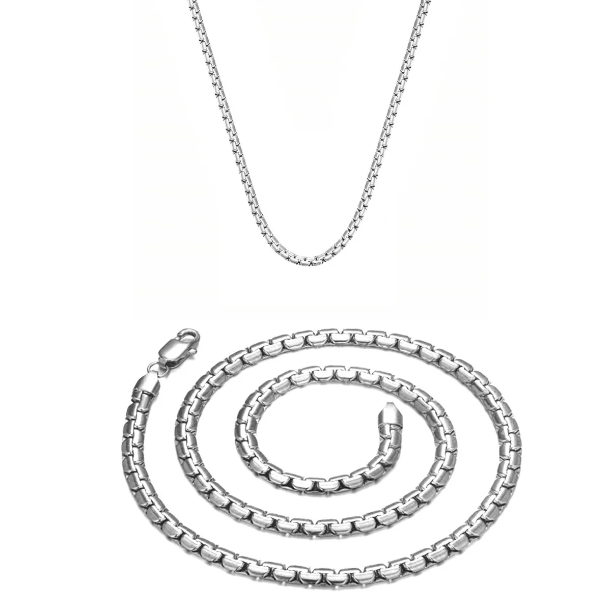 

Chic 3/6mm Gold Silver Color Firm Strong 316L Stainless Steel Jewelry Curb Snake Link Chain Choker Women's / Men's Necklace