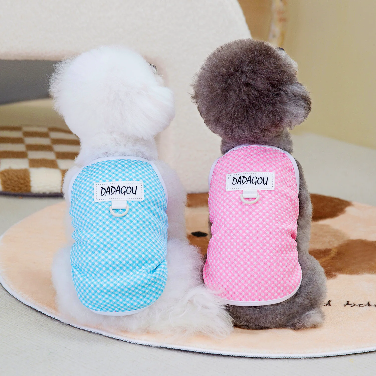 Dog Clothes Pet Apparel Spring Summer Bichon Poodle Vest T-shirt Blue Pink 2 Colors Camisole