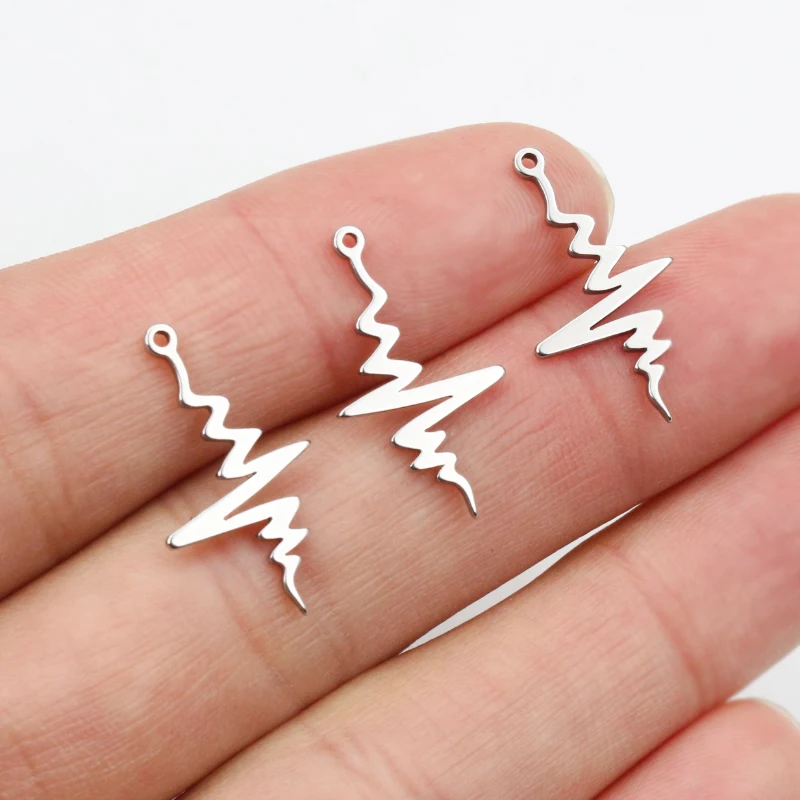 30pcs 22x12mm No Fade Charms 316 Stainless Steel Lightning Charms pendant Jewelry Making Accessories DIY for necklace bracelet