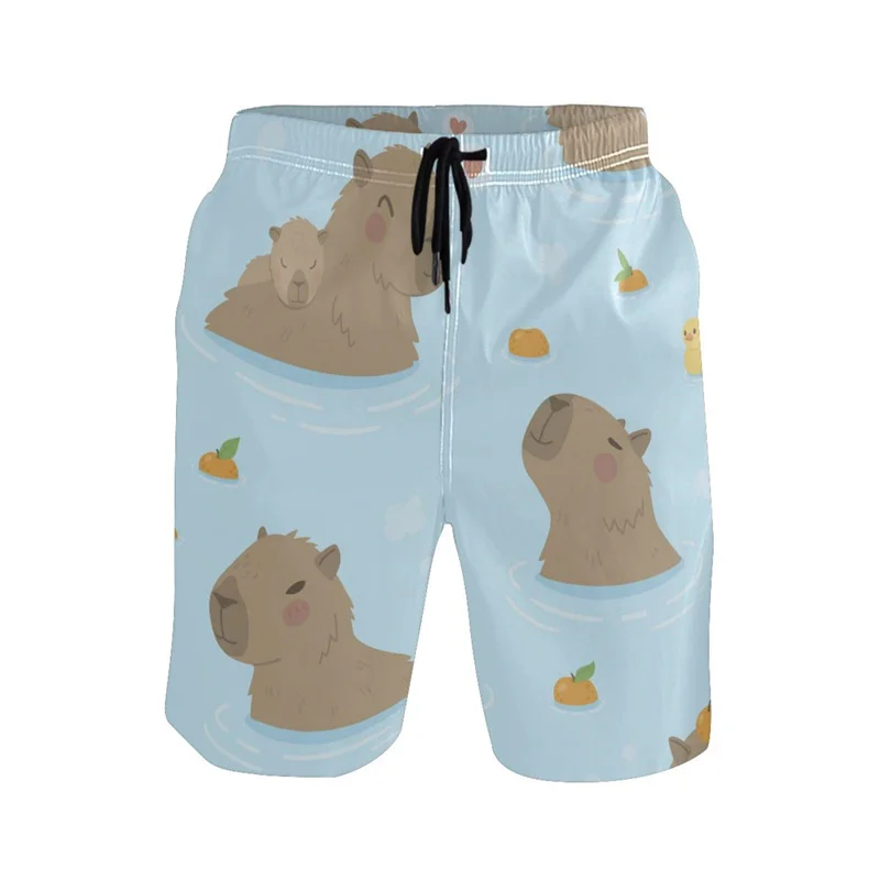 Feature Cartoon Animal 3d Printing Capybara Beach Shorts Men's Cool Summer Surf Board Shorts Quick Dry Sports Loose Swim Trunks