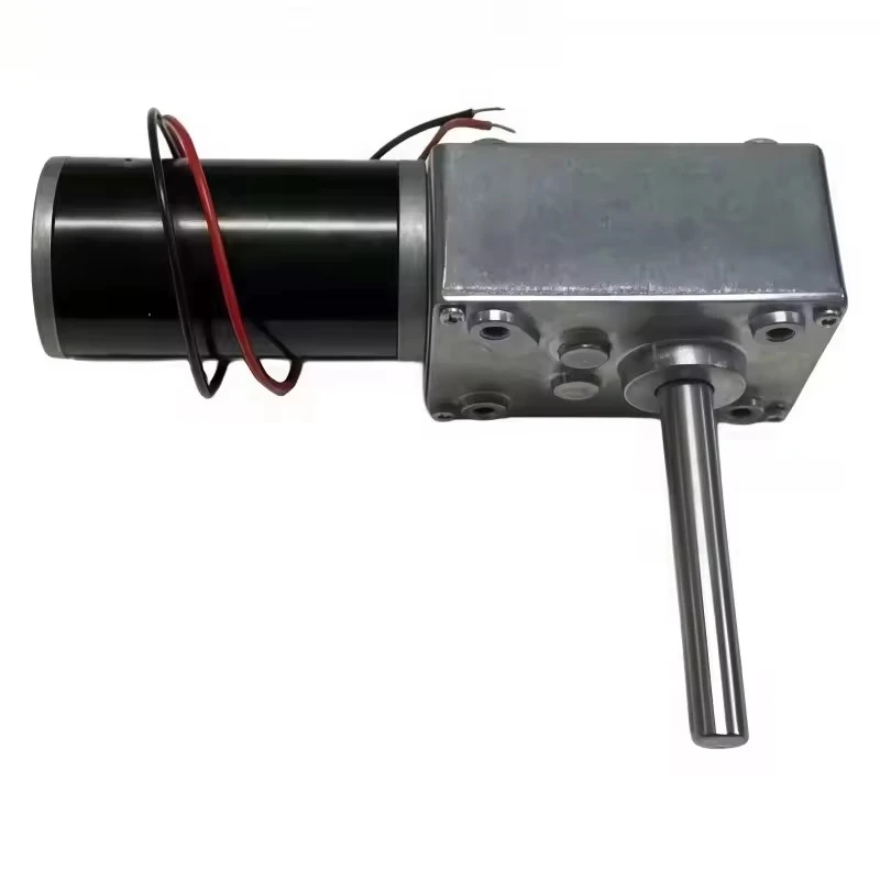 5840-31ZY Long Shaft Worm Gear Worm Drive High-torque Motor 12V/24V with Power Cord, Adjustable Power Supply, Bracket