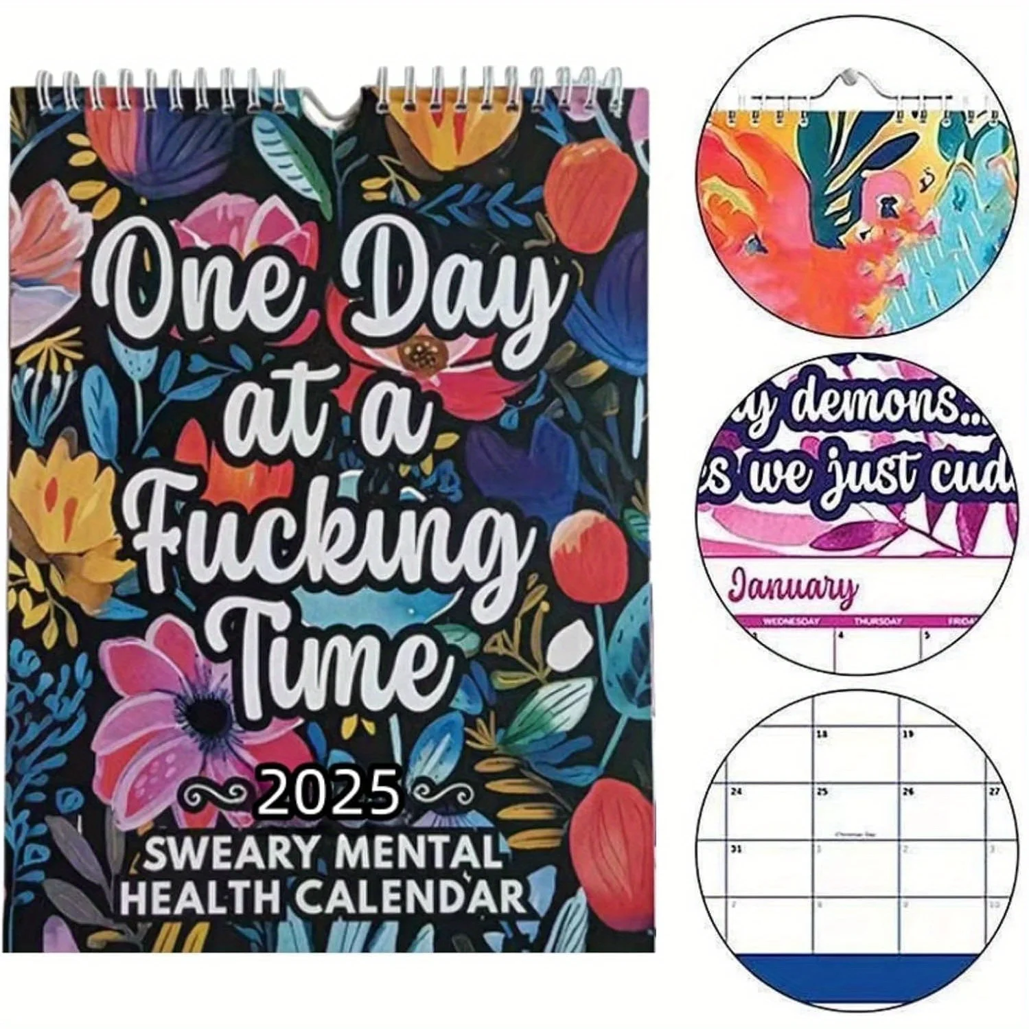 2025 Employment Calendar Humorous Blasphemy Mental Health Support Monthly Plan Inspirational Quotes Home and Office