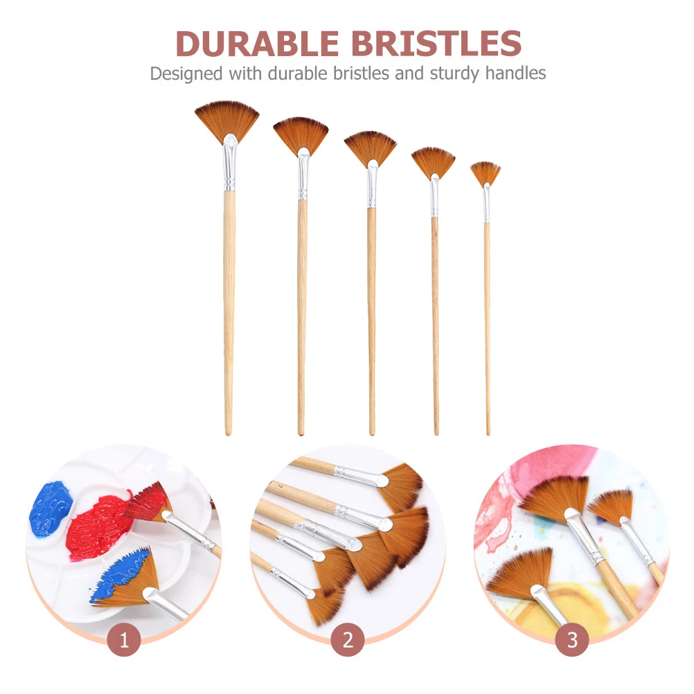 مجموعة فرش طلاء مكونة من 5 قطع من شعيرات النايلون الممتازة المقاومة للاهتراء، مجموعة ألوان مائية محمولة لمستلزمات الفنانين للأطفال