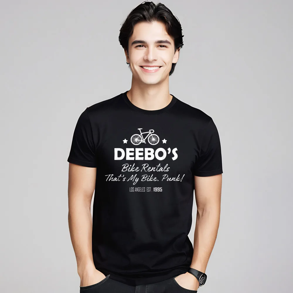 Retro Man Tshirts Crew Neck Short Sleeve Pure Cotton Deebos Bike Rentals Bike Rider Tops & Tees Lose Tee Shirt