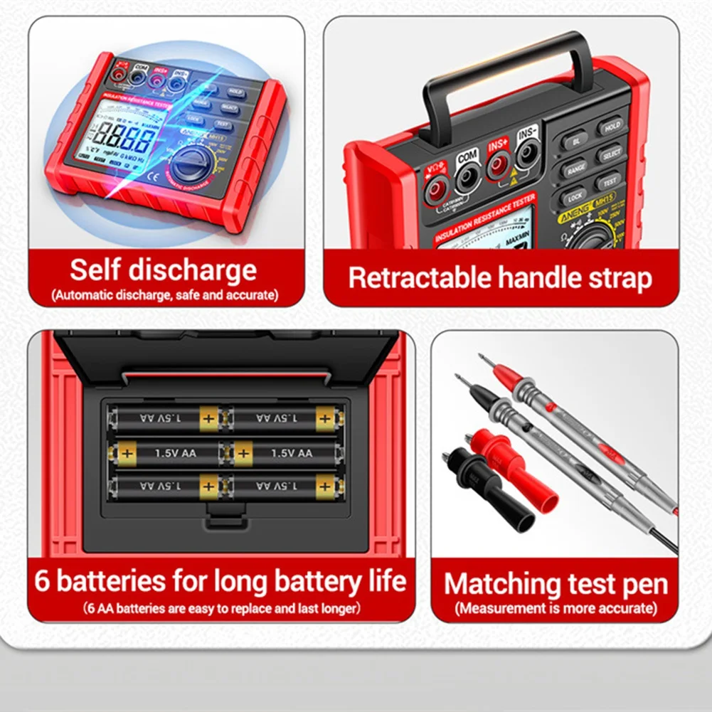 

DIDI MH15 цифровой омметр измеритель сопротивления изоляции 6000-счетчик резисторов тестер конденсаторный мегаомметр инструменты высокого напряжения
