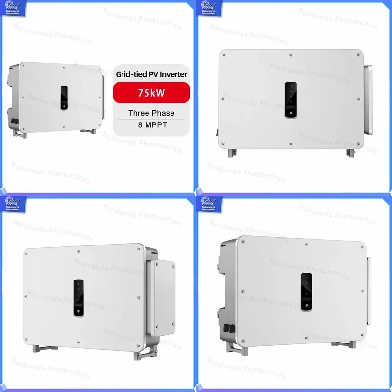 75KW Three Phase Grid Tie Solar Inverter 220V PV Power Converter On Grid System Hybrid Energy Storage Battery Charger MPPT