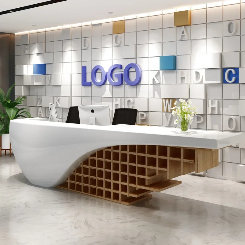 Company paint front desk FRP beauty salon reception desk fashion light luxury cashier consultation counter bar
