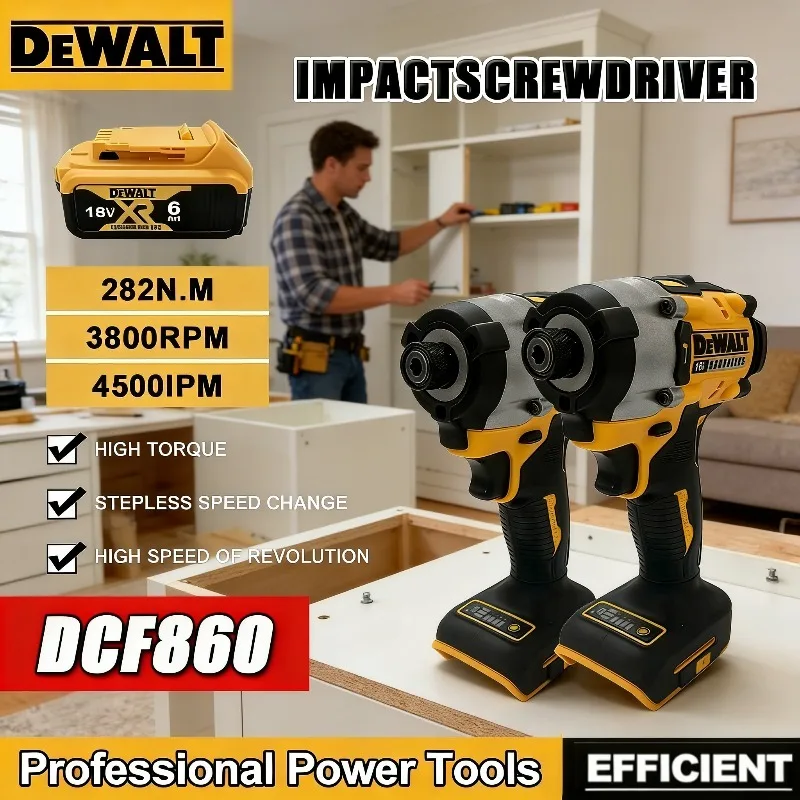 

Бесщеточный аккумуляторный шуруповерт Dewalt DCF860 18В, легкий ударный электроинструмент, портативная дрель для домашнего ремонта