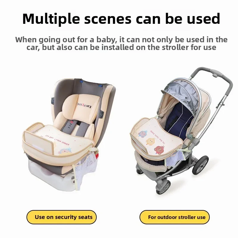 Taca na fotelik samochodowy dla nastolatków - wodoodporny, wielofunkcyjny schowek na tylne siedzenie i stół do jadalni - uroczy wzór z kreskówek