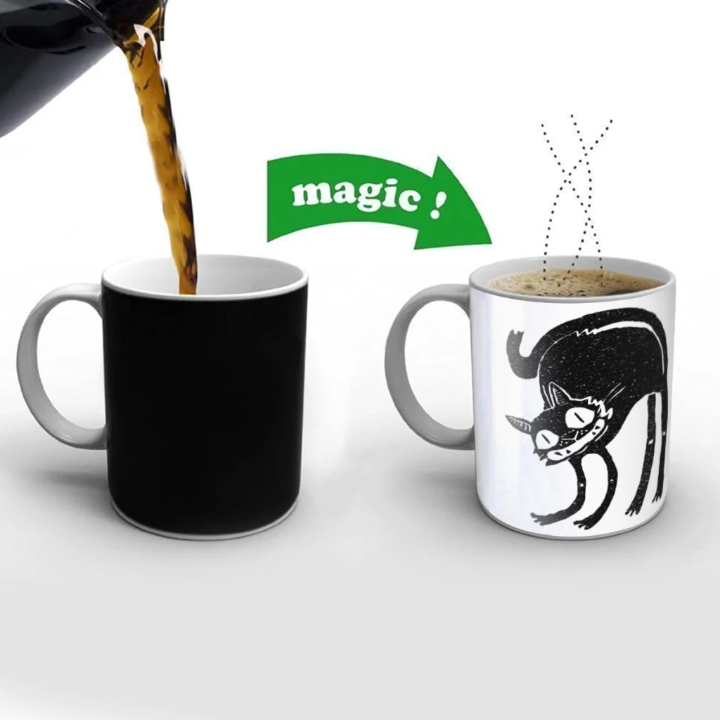 

Black Cat Legend Derry Creativity Change Color Chang mug Ceramic mug Hot Coffee Cup Breakfast Cup Mug Friend Gift