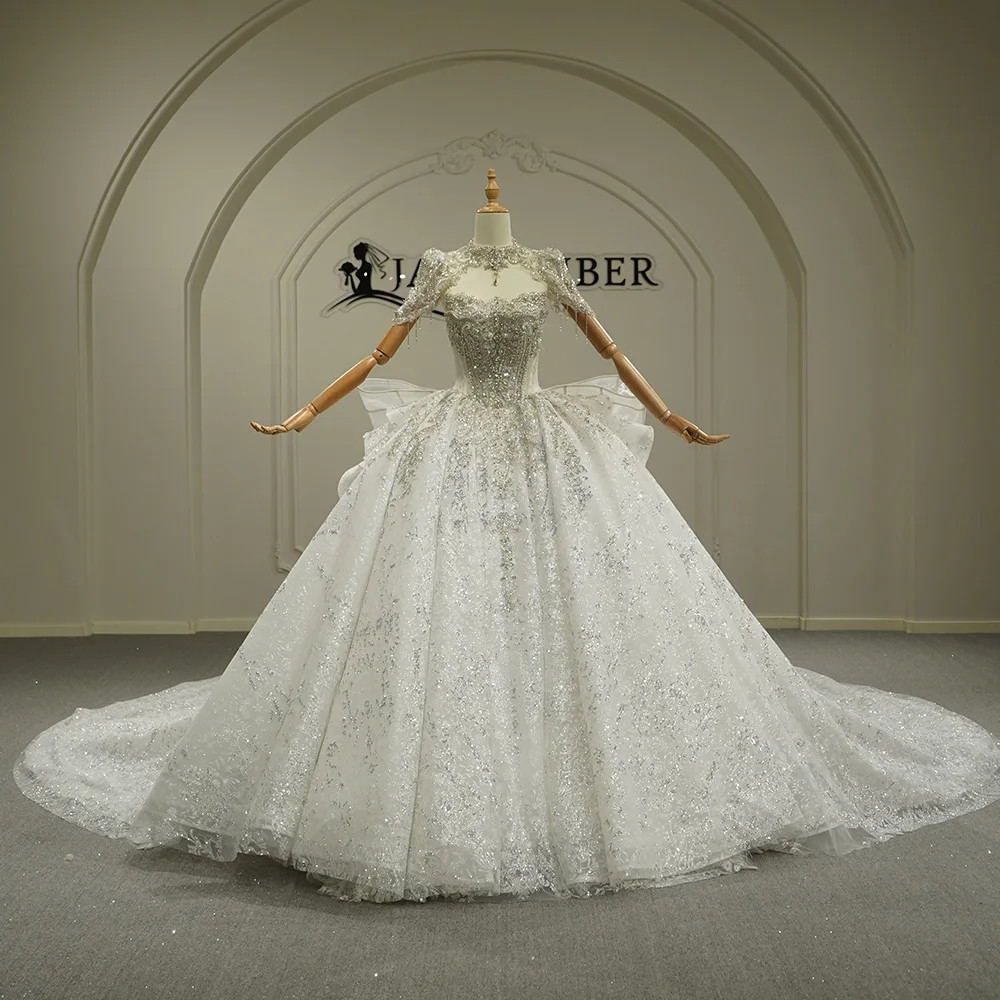Modern Wedding Dresses Ball Gown Bridal Gowns Lace Short Sleeves Floor Length Robes Charming Vestidos De Novia Customized