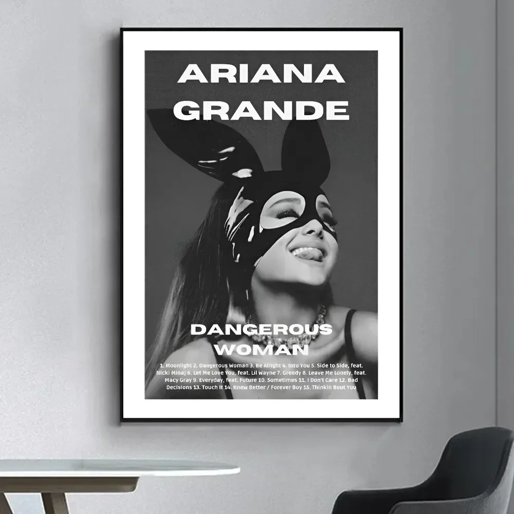 Singer A-Ariana-G-Grande  Poster Fancy Wall Sticker for Living Room Bar Vintage Decorative Painting Middle