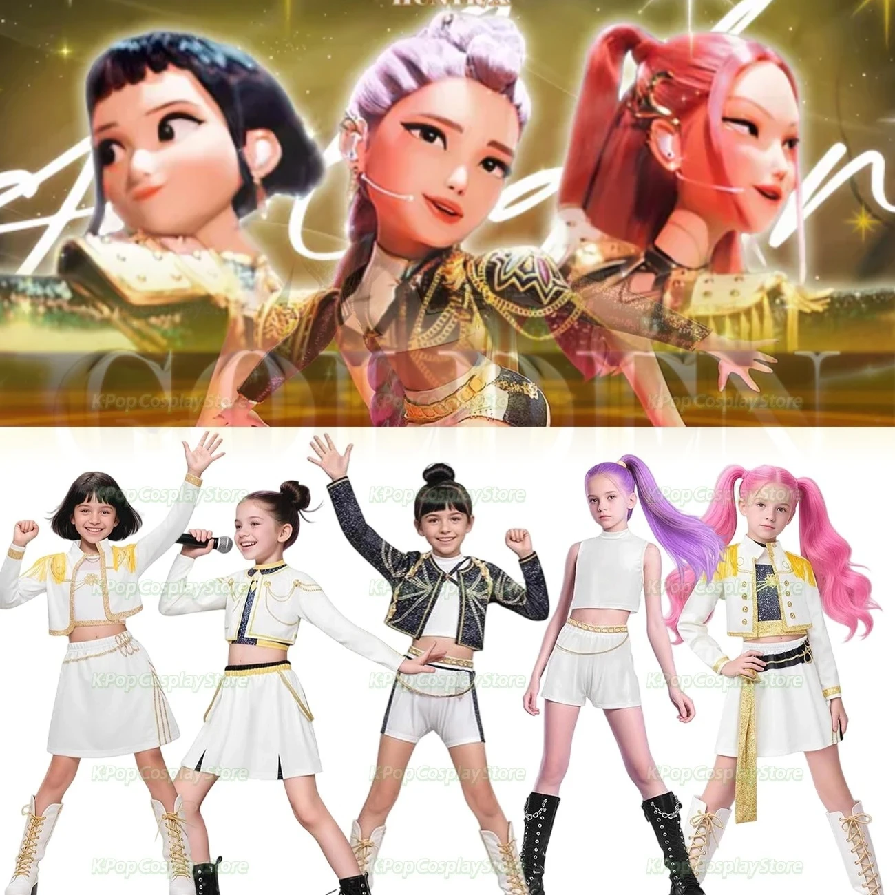 

Matching Singer Performance Outfits for Girls Age 3-12 Fantasy Adventure Theme Costume Set Role Play Anime Girls Rumi Uniform