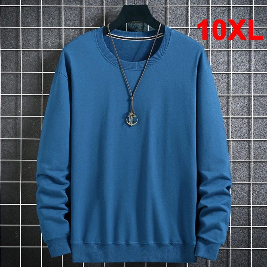 

Solid Color Sweatshirts Men 10XL Plus Size Sweatshirt Spring Autumn Tracksuit Men Solid Pullover Big Size 10XL