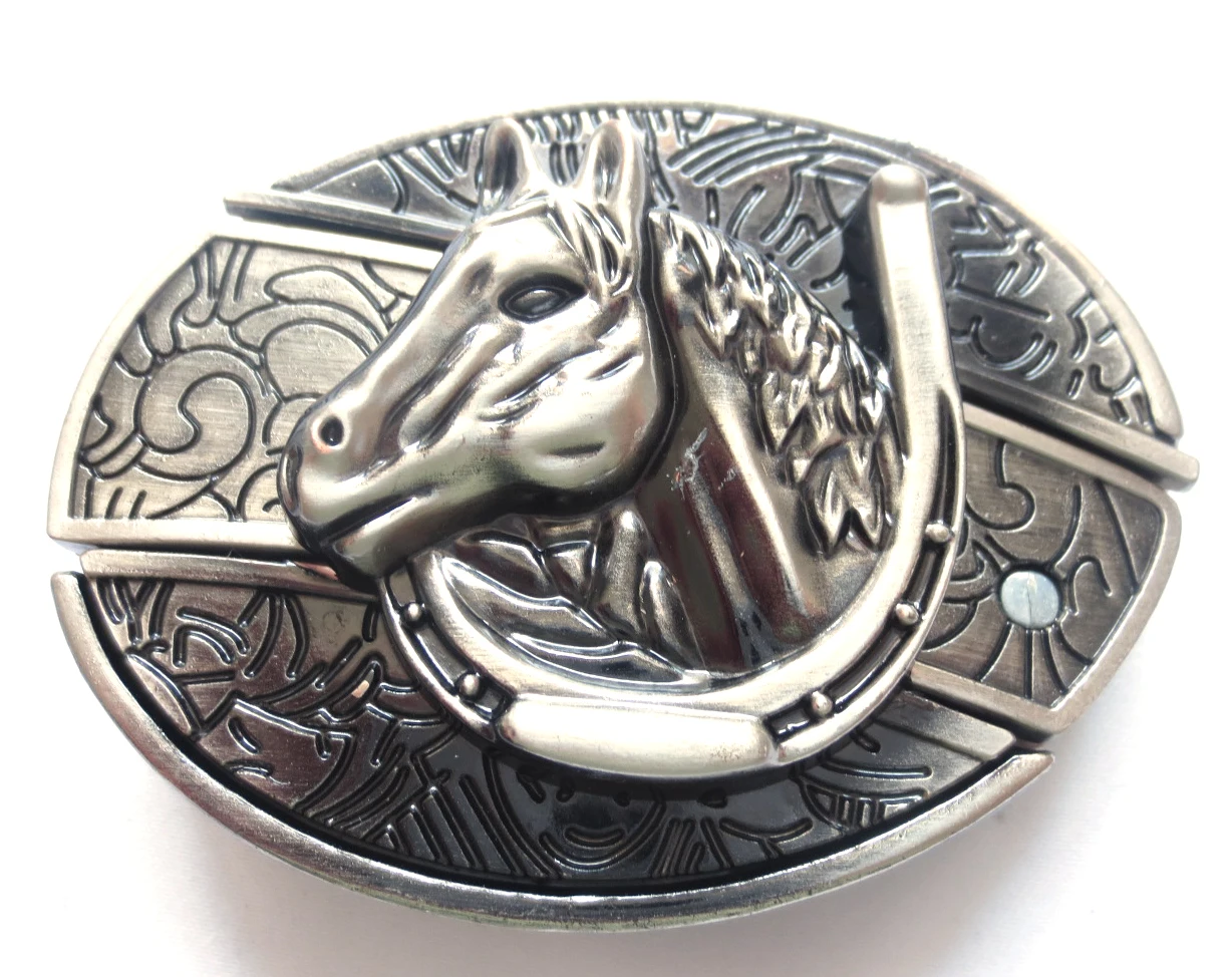 Fashion Classic Horse Head Decor Mens Belts Alloy Buckle