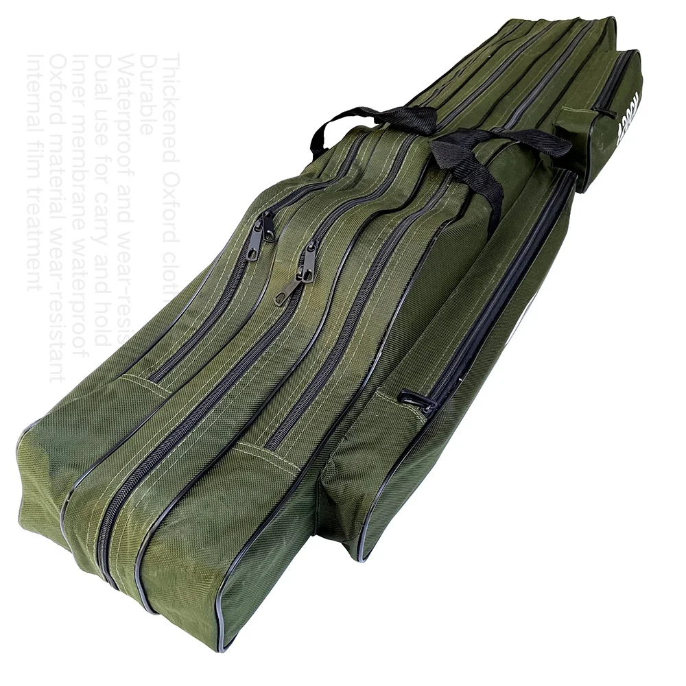 150/130/120/110cm 2/3 Layer Large Capacity Collapsible Fishing Rod Bags Oxford Cloth Sea Fishing Tackle Foldable Package view 2