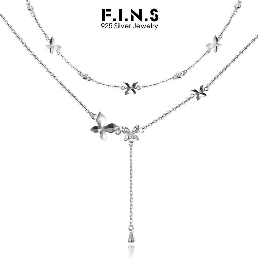 

F.I.N.S минималистичное ожерелье из стерлингового серебра 925 пробы с бабочкой, универсальная штабелируемая цепочка на ключицу с животными, подвески для женщин, ювелирные изделия