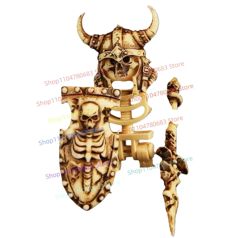 

MOC Building Blocks Shield Skeleton Warrior Mini Figure Assembly Model Display Anime Game Decor Toy Holiday Gift Collectible