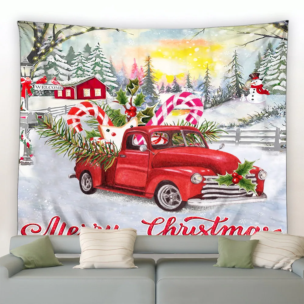 Christmas snowman  tree decoration printed tapestry home living room bed  wall  