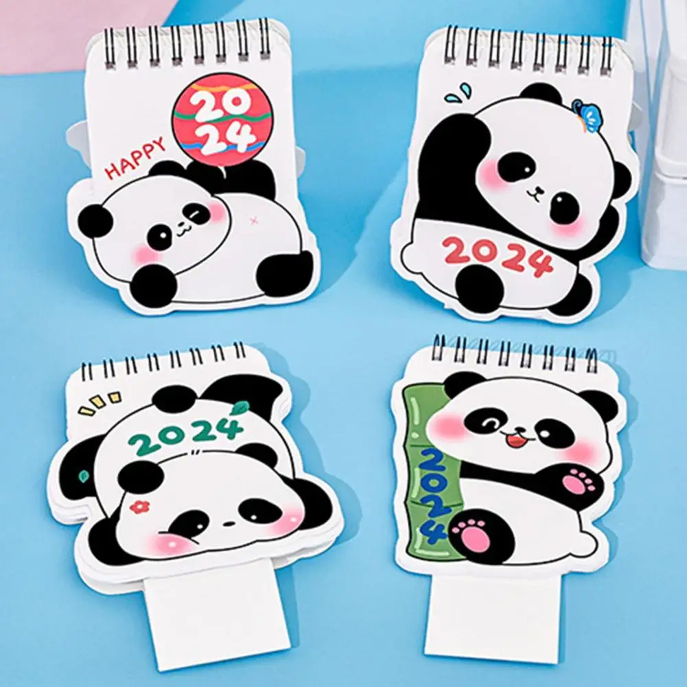 Настольный календарь для студентов, инструмент для управления временем, настольные календари 2024, настольный календарь с милым рисунком панды, стоячий учебный год, планировщик для дома