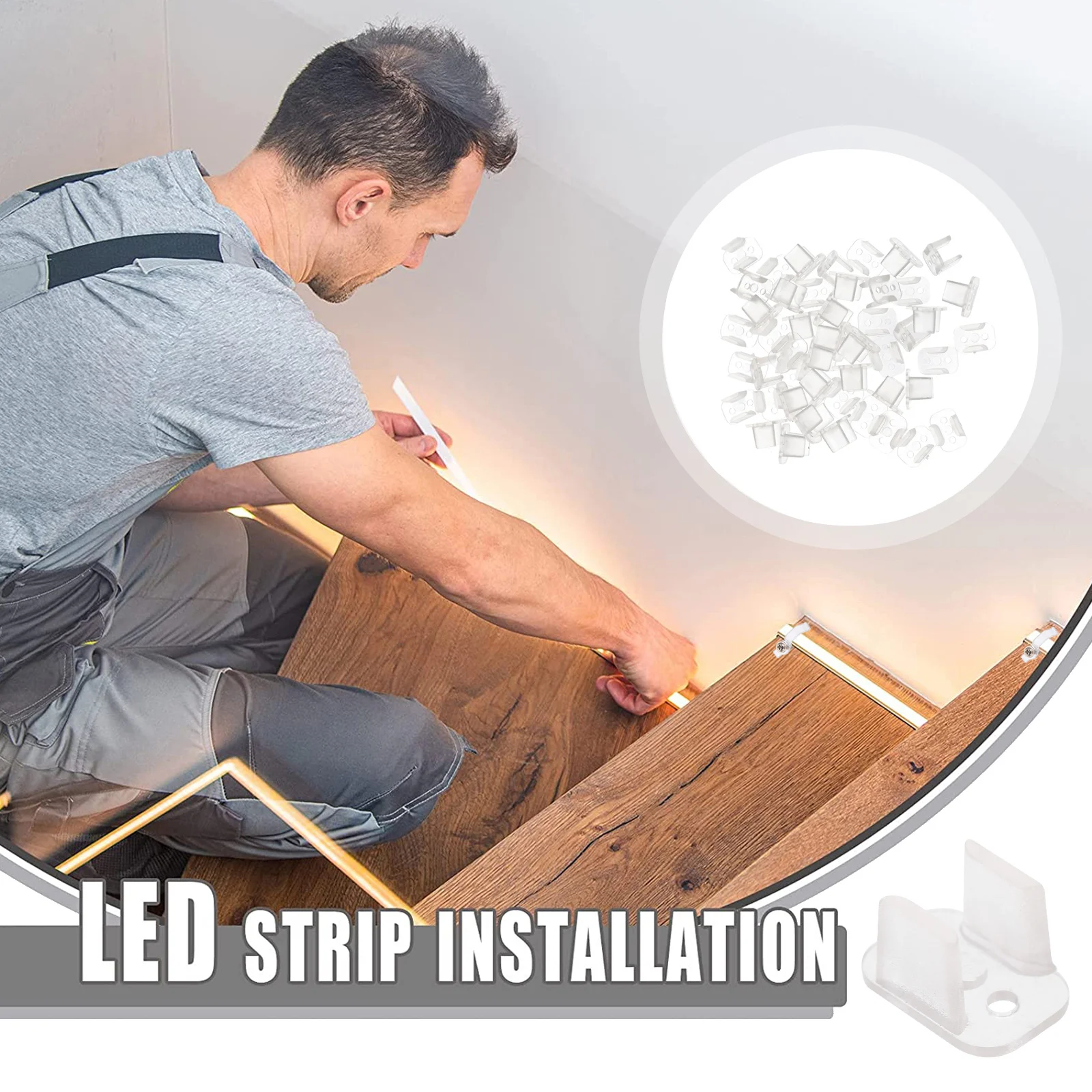 

100Pcs LED Light Clips Durable Strip Mounting Brackets Single Screw Design for Easy Installation Home Bar Ktv Lighting