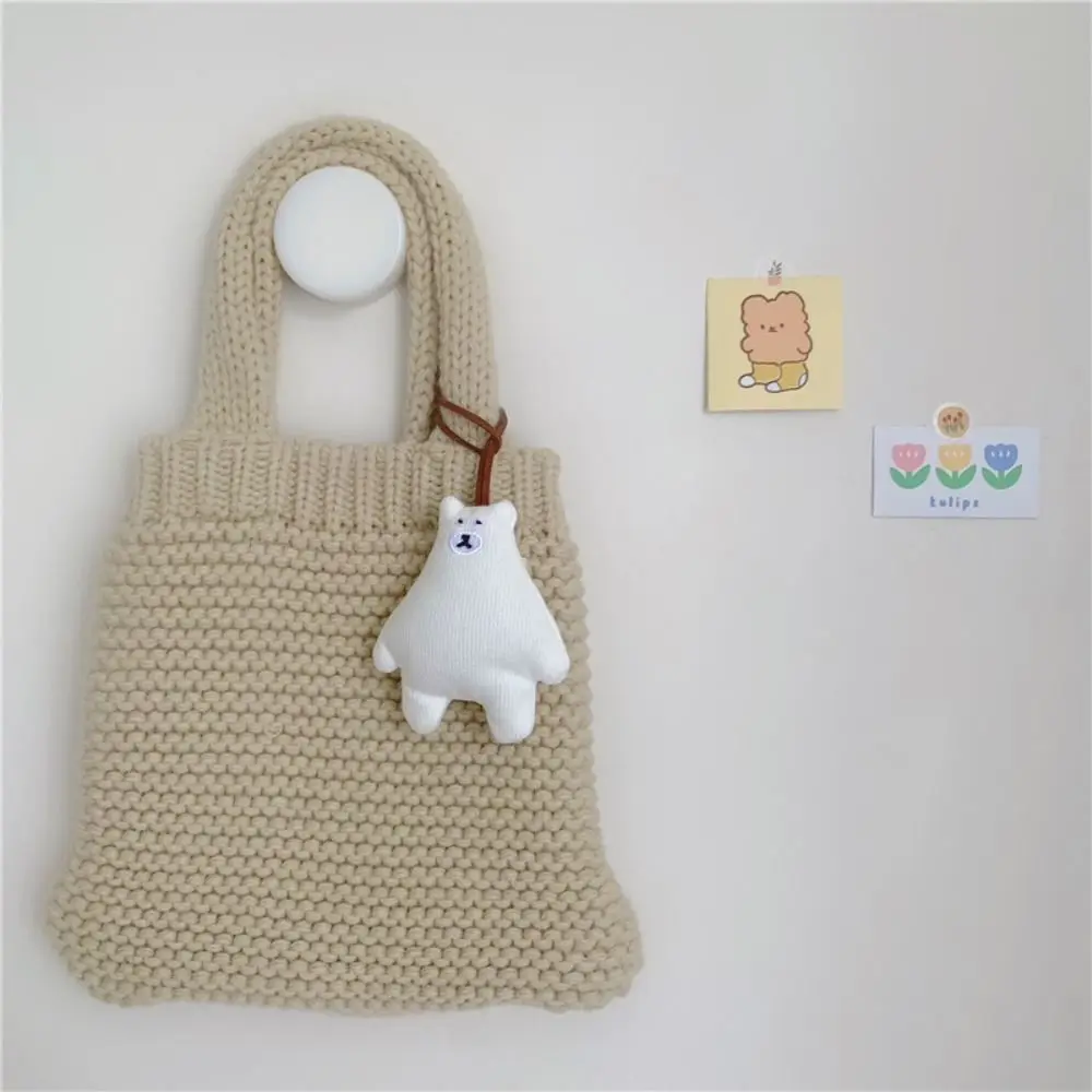 Soft Plush White Bear Doll Keychain INS Lovely Cartoon Doll Keyring Anti Loss Multifunctional Bear Name Plate Hanger