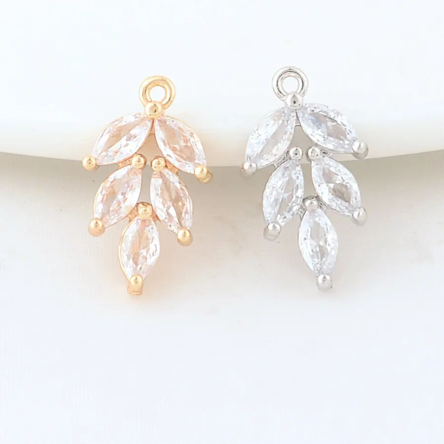 10*18MM 14K Gold Plated Brass Leaf Leaves Charms Pendants Necklace Earrings Jewelry Making Supplies Accessories