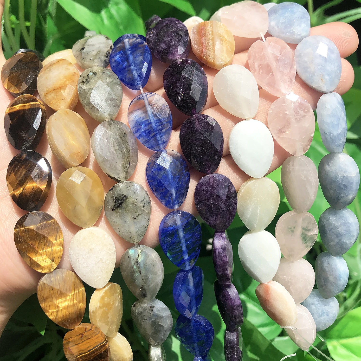 Natural Faceted Amethysts Labradorite Aventurine Tiger Eye Water Drop Shape Stone Beads DIY Charm For Jewelry Making Bracelet