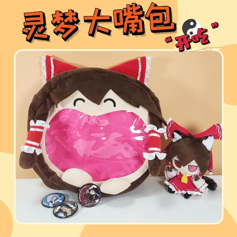 Anime touhou projeto hakurei reimu cosplay boca grande transparente itabag estudante zíper mochila sacos do mensageiro bolsa de ombro