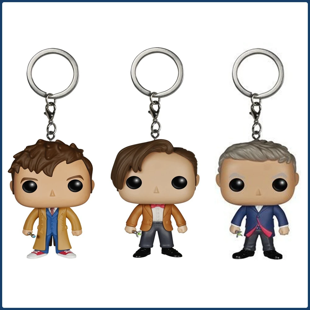 FUNKO Pocket Keychain Doctor Who Peter Capaldi David Tennant Mini Action Figures Model Periphery Pendant Keychains Children Gift