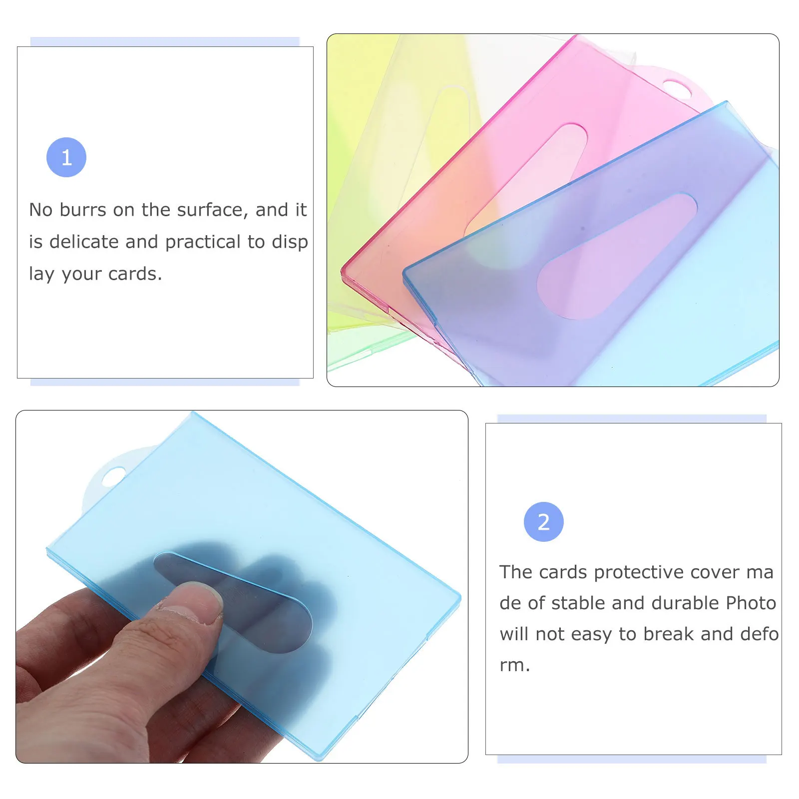 30 個キャンディーカラー透明カードプロテクターポータブルカードスリーブ名札ホルダーゲームビジネストレーディングカードカバー