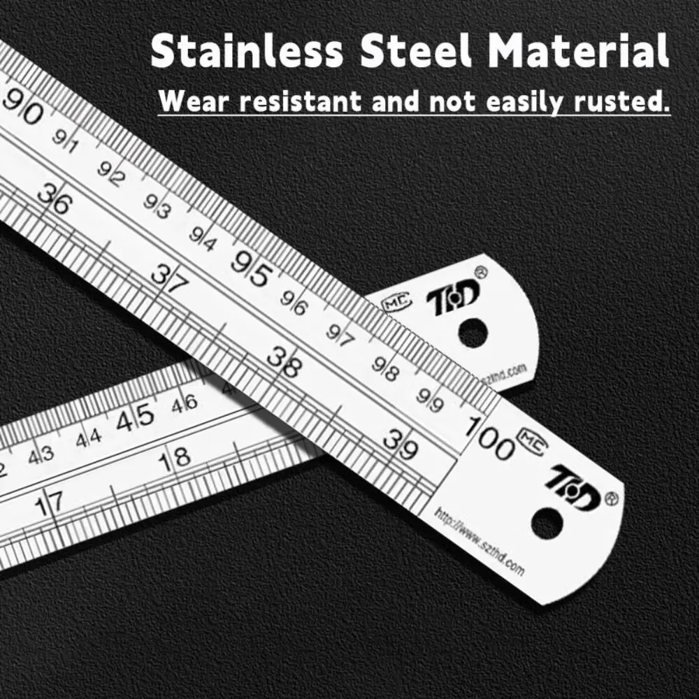 15/20/30/40/50cm Stainless Steel Ruler Double Side Scale Stainless Steel Drawing Ruler Engineer Grade Thickening Straight Ruler