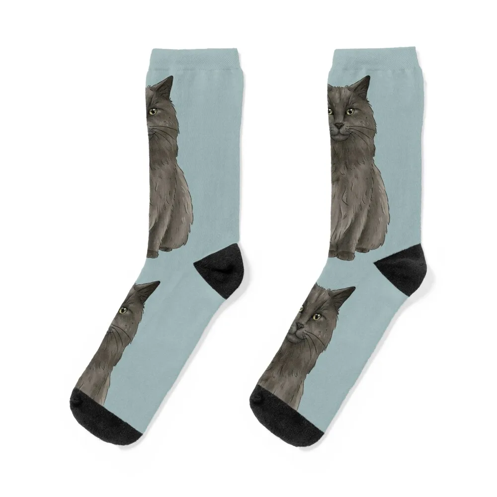 

Grey cat illustration Socks Sports Toe sports kids anti-slip Male Socks Women's