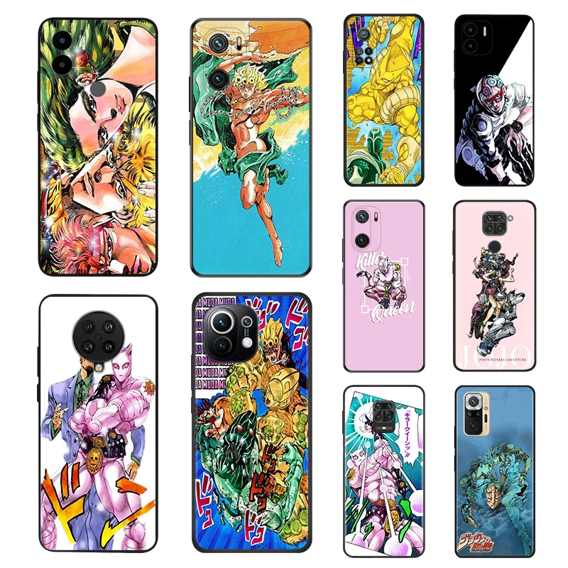 Black Soft Phone Cases For Redmi Note 10 10s 9 9t 9s 8 8t 7 9a 9i c 10a 10c 13 a3 x mi 10t Pro JoJo's Bizarre Encyclopedia Cover