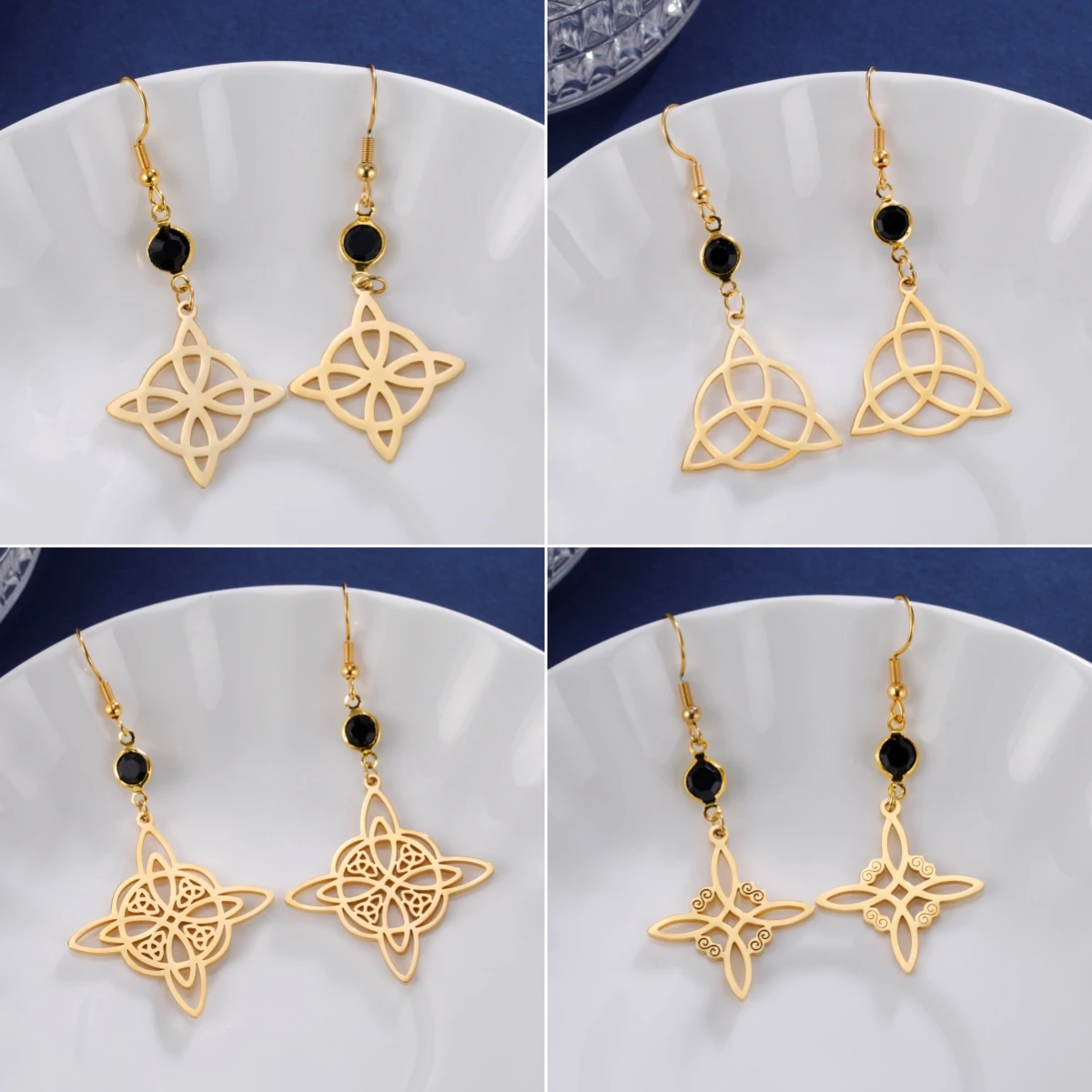 LIKGREAT Stainless Steel Witches Knot Stud Earrings for Women Irish Lucky Celtics knot Amulet Earring Jewelry Gifts Wholesale - view 2