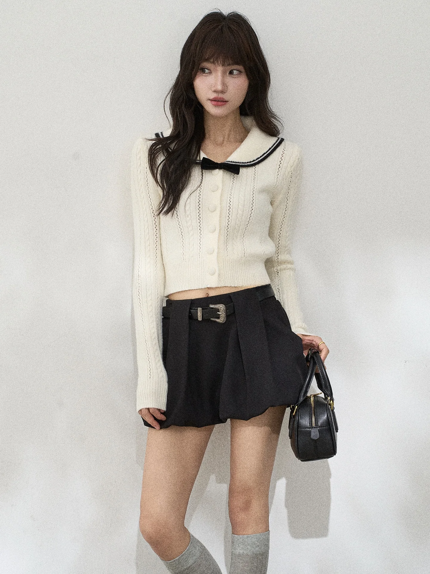 

Floral Design Knitted ort Cardigan Women's Spring Faion Color Blo Collar Sweater Comfortable Fit Long Sve Knitwear