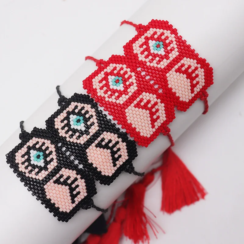 Beaded bracelet Originality Devil's eye Eyelash Bohemia Adjustable Design Hand knitting Tide Simple Rice bead bracelet